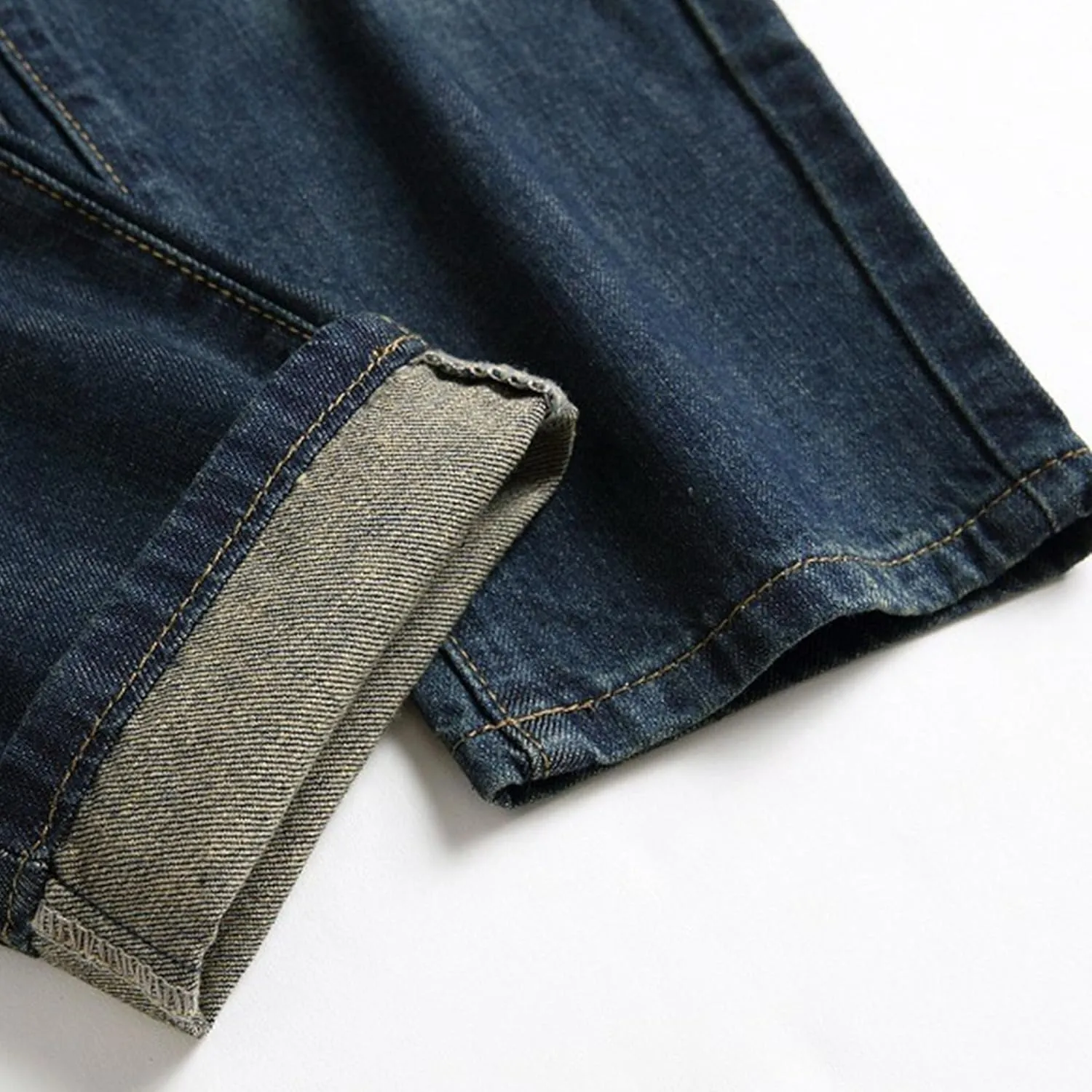 Men's Washed Vintage Jeans Slim Fit Stretch Denim Pants Distressed Casual Ripped Streetwear Jean Trousers