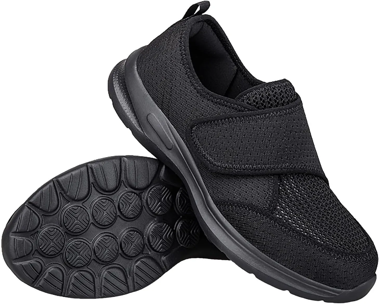 Men's Women's Mesh Round Toe Hook and Loop Loafers with Arch Support Casual Breathable Slip-On Orthopedic Sneakers Comfort Walking Shoes Lightweight Knitted Cushion Running Tennis Gym