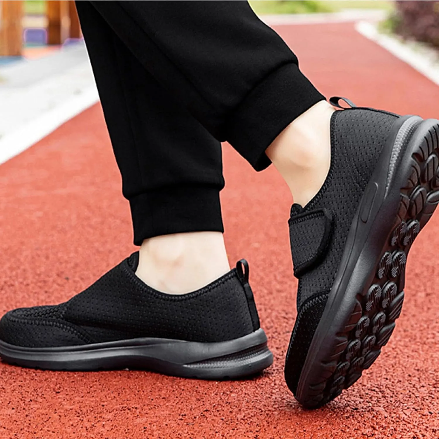 Men's Women's Mesh Round Toe Hook and Loop Loafers with Arch Support Casual Breathable Slip-On Orthopedic Sneakers Comfort Walking Shoes Lightweight Knitted Cushion Running Tennis Gym