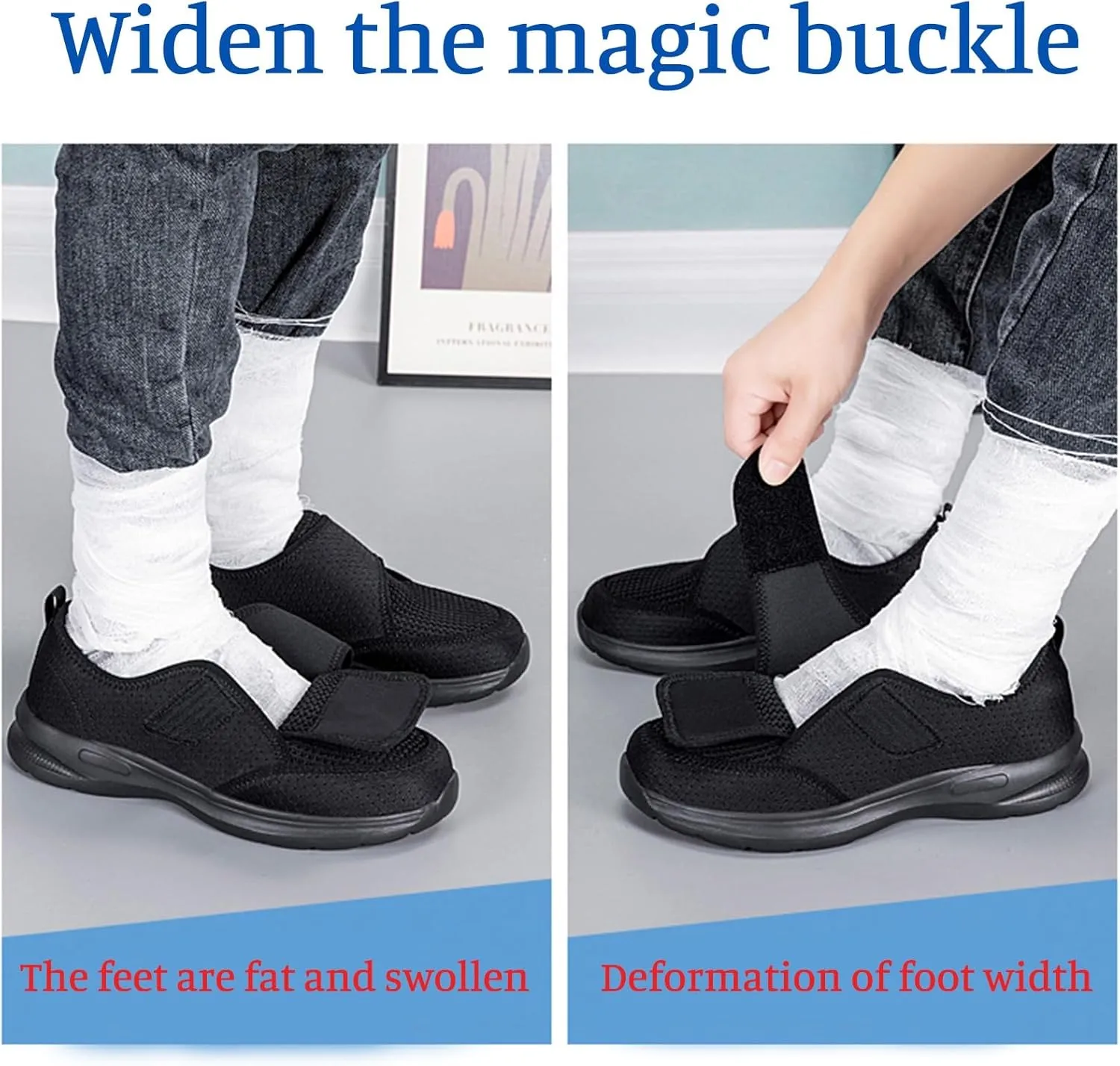 Men's Women's Mesh Round Toe Hook and Loop Loafers with Arch Support Casual Breathable Slip-On Orthopedic Sneakers Comfort Walking Shoes Lightweight Knitted Cushion Running Tennis Gym