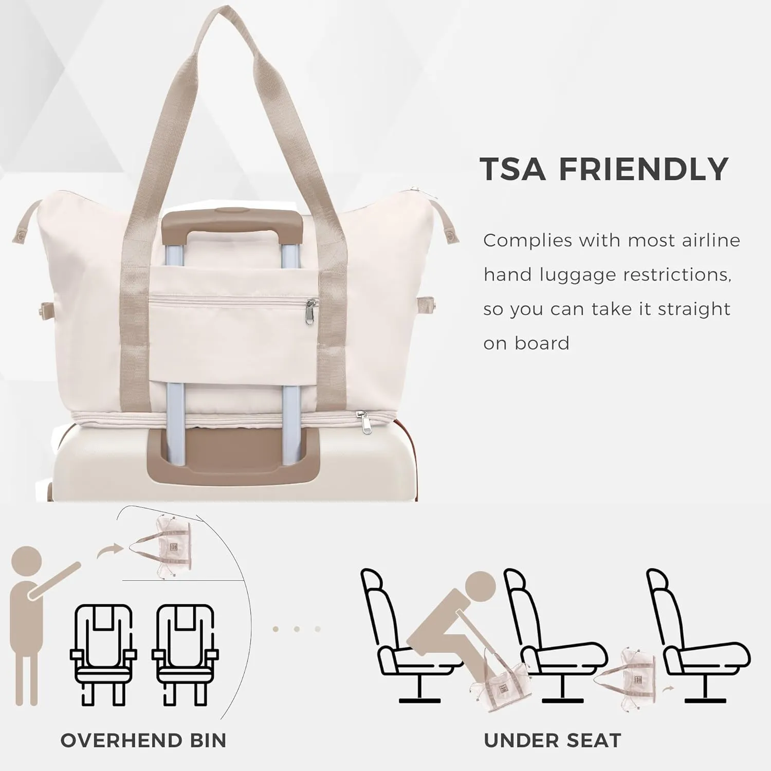 Merax 4 Piece Luggage Set, 20 with USB Port, Expandable ABS Durable Suitcase with Travel Bag, Cup Holder, ABS Hard Shell Luggage with Spinner Wheels, Beige Gold