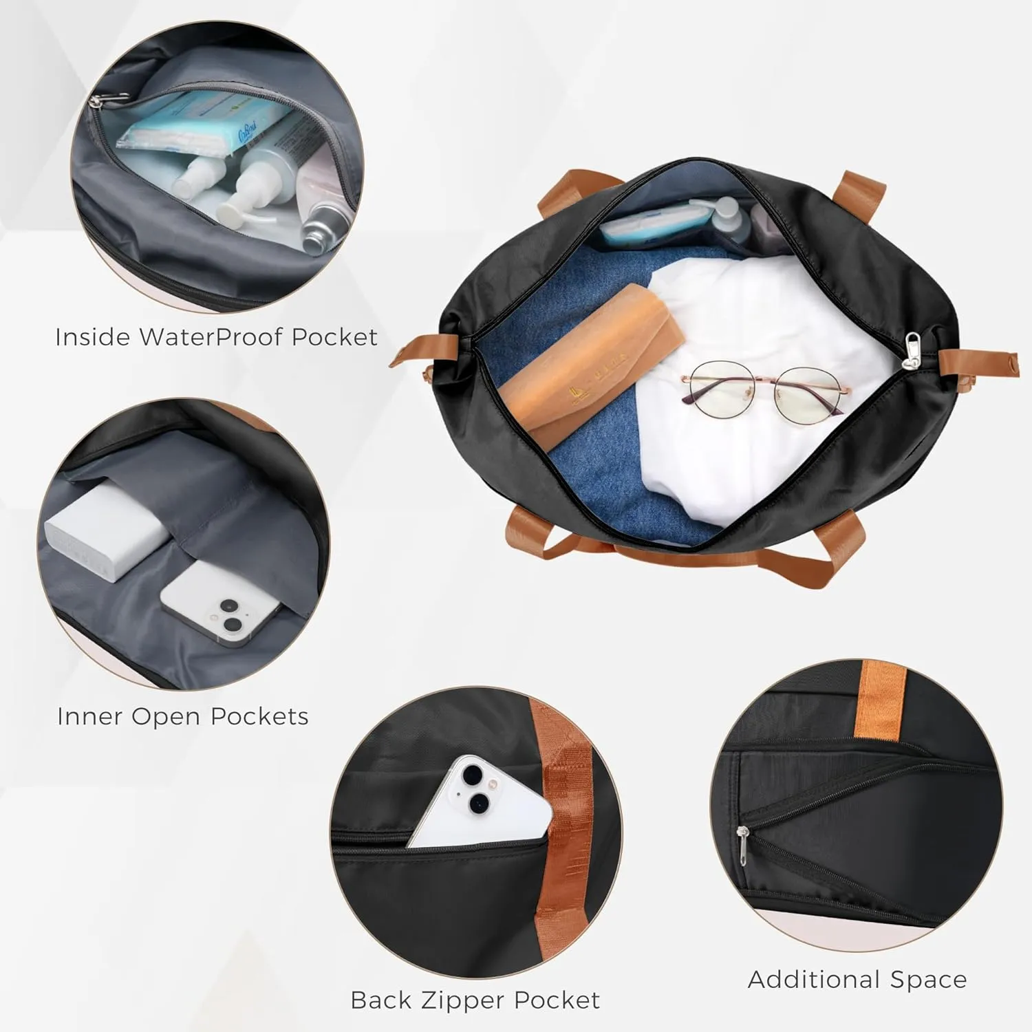Merax 4 Piece Luggage Set, 20 with USB Port, Expandable ABS Durable Suitcase with Travel Bag, Cup Holder, ABS Hard Shell Luggage with Spinner Wheels, Black Brown