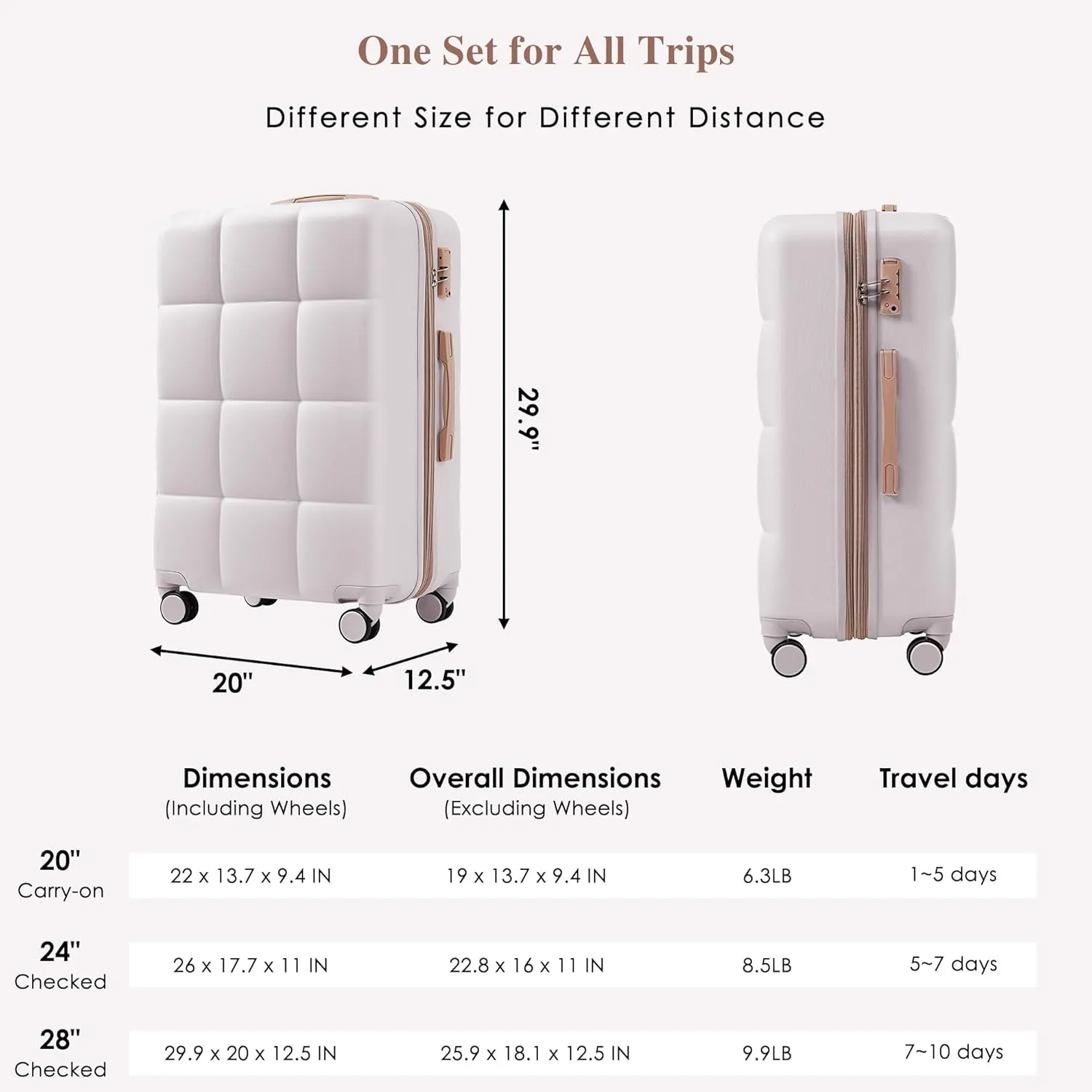 Merax 4 Piece Luggage Set, 20 with USB Port, Expandable ABS Durable Suitcase with Travel Bag, Cup Holder, ABS Hard Shell Luggage with Spinner Wheels, Light Grey