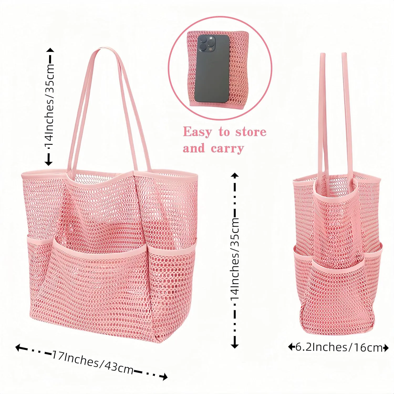 Mesh Beach BagBeach Tote Bags for Women Large Foldable Mesh Swimming Pool Travel Bags for/Travel/Vacation