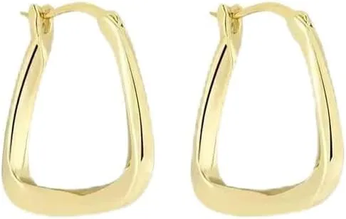 Metal Geometric Earrings,18K Gold Plated Square Hoop Earrings, Thick Gold Hoop Earrings for Women,Small Dainty Geometric Rectangle Minimalist Earrings for Women (A)