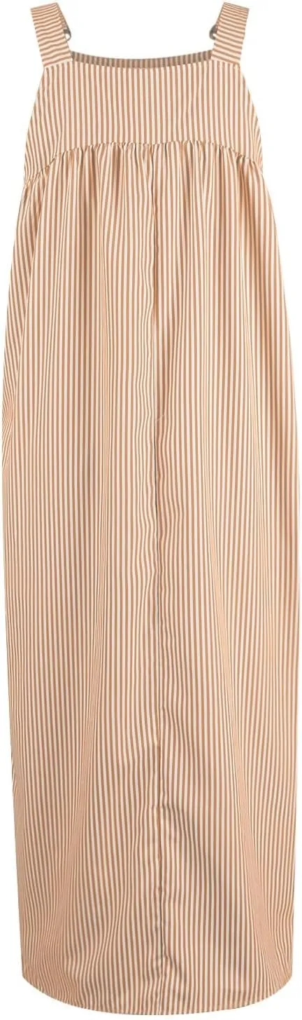 midelxp Striped Maxi Dress for Women Summer Y2k Square Neck Overall Dress Comfy Adjustable Strap Loose Long Beach Dresses
