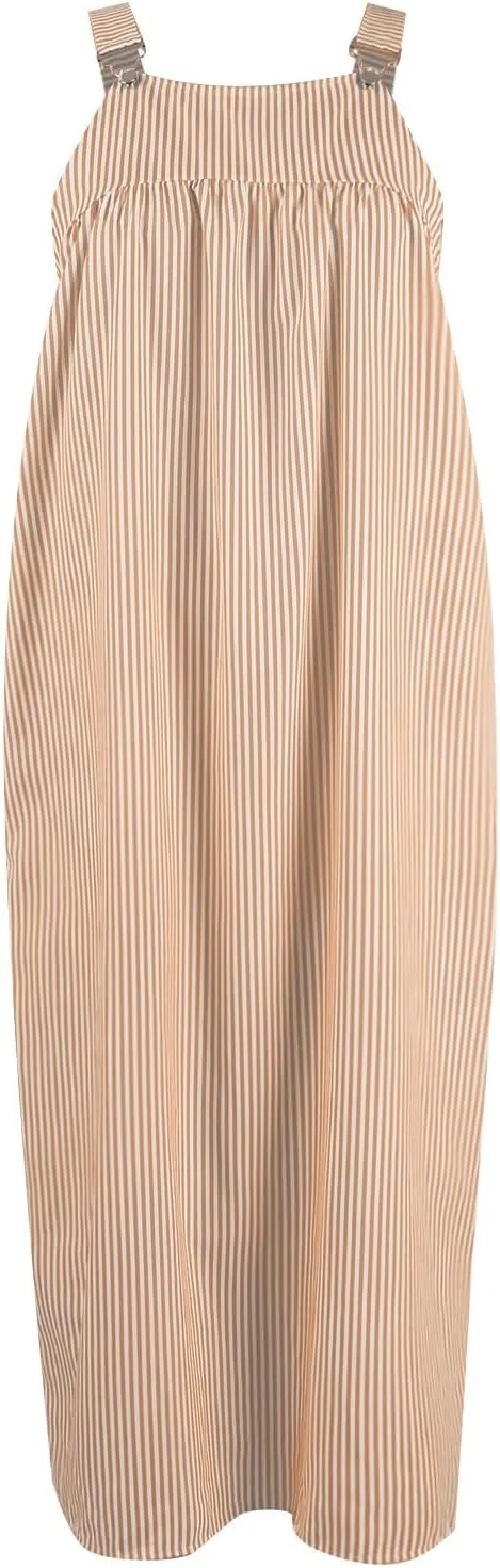 midelxp Striped Maxi Dress for Women Summer Y2k Square Neck Overall Dress Comfy Adjustable Strap Loose Long Beach Dresses