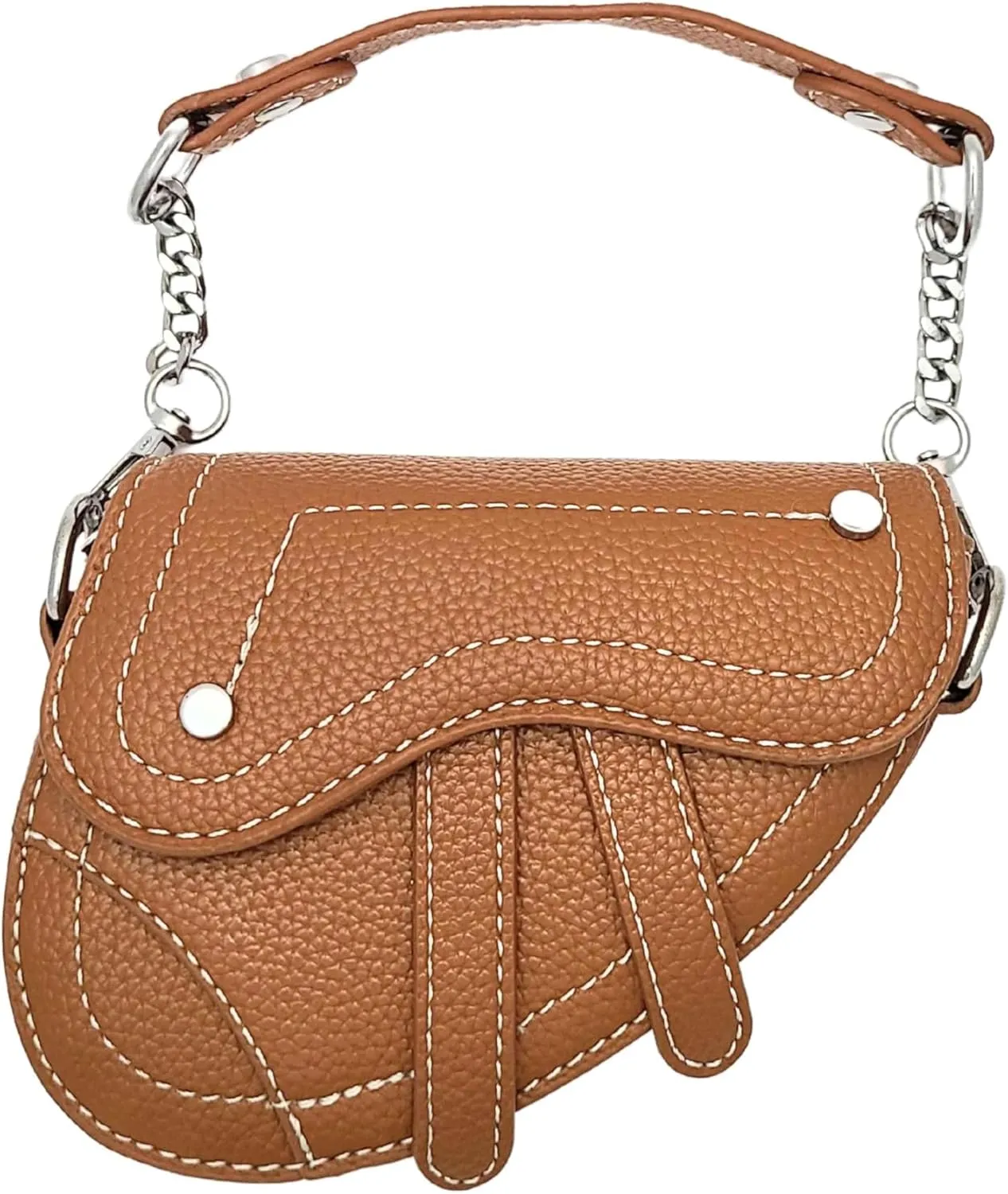 Mini Horse Saddle Crossbody Bag. Micro Purse. Vegan Leather Clutch Wallet with 2 Straps. In Brown, Gray, and Blush Pink