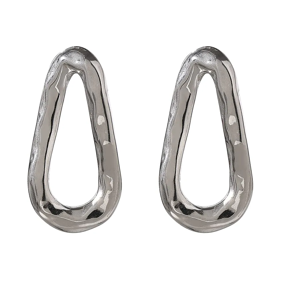 Minimalist Metal Oval Stud Earrings - Trendy Stainless Steel Geometric Fashion 18K Jewelry (steel)