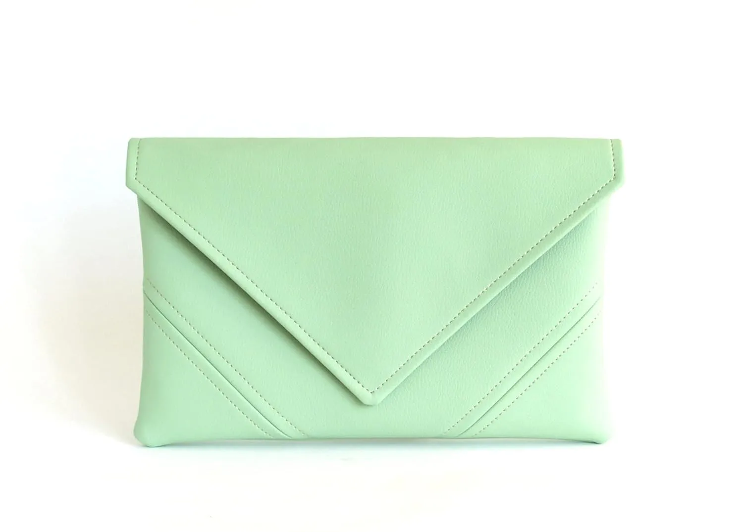 Mint Clutch Purse Handmade Vegan Bag Bridesmaid Clutch Bag Gift For Her Vegan Leather Clutch Evening Bag Leather Purse Envelope Clutch Vegan Handbag