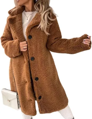 Mmoneyake Women Oversized Sherpa Jackets Fashion Winter Coats Fuzzy Fleece Lapel Open Front Long Cardigan Warm Outerwear 2024