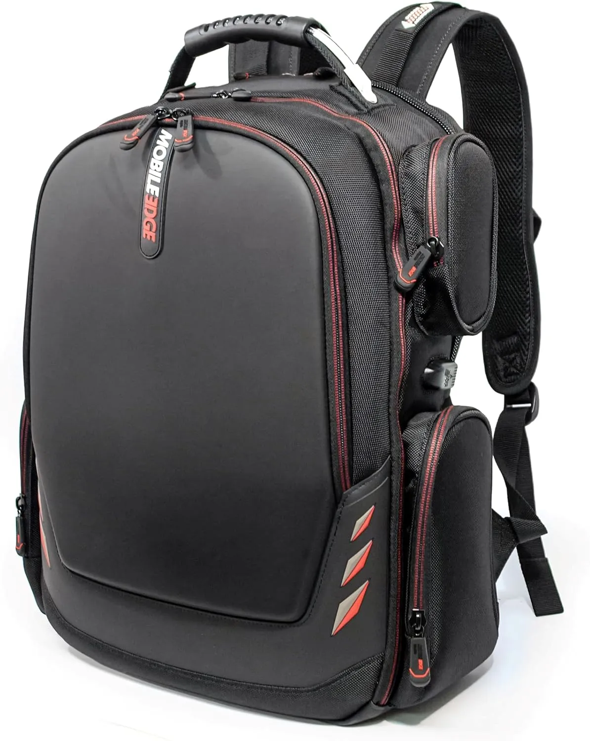 Mobile Edge Core Gaming Laptop Backpack for 17-18 Inch Laptops with USB Charging Port and Cable, TSA-Friendly, Black/Red