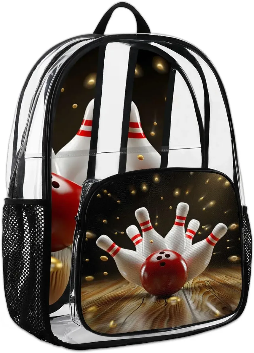 Modern Bowling Ball Large Clear Backpack Heavy Duty PVC Transparent See Through Backpacks Waterproof Clear Bag for Work Travel Sport