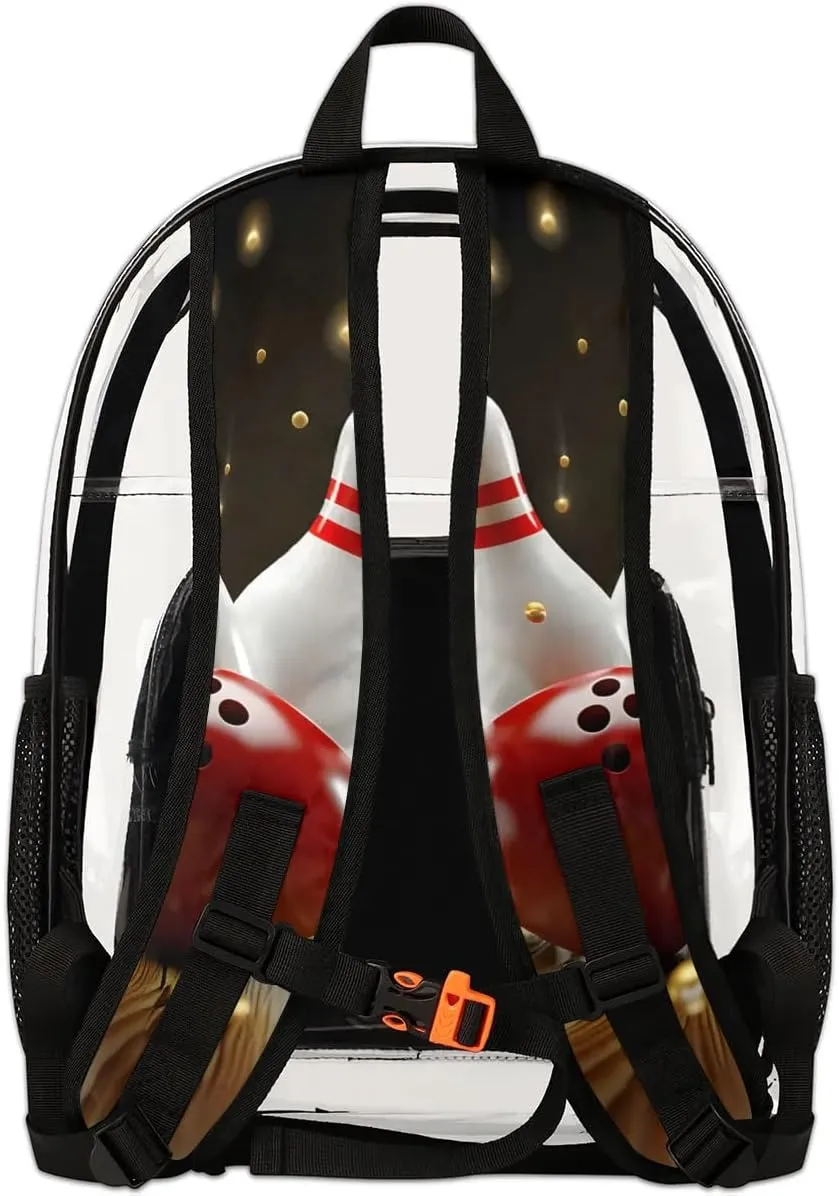 Modern Bowling Ball Large Clear Backpack Heavy Duty PVC Transparent See Through Backpacks Waterproof Clear Bag for Work Travel Sport
