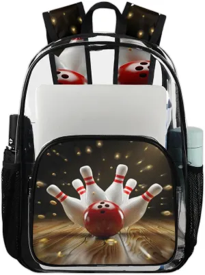 Modern Bowling Ball Large Clear Backpack Heavy Duty PVC Transparent See Through Backpacks Waterproof Clear Bag for Work Travel Sport