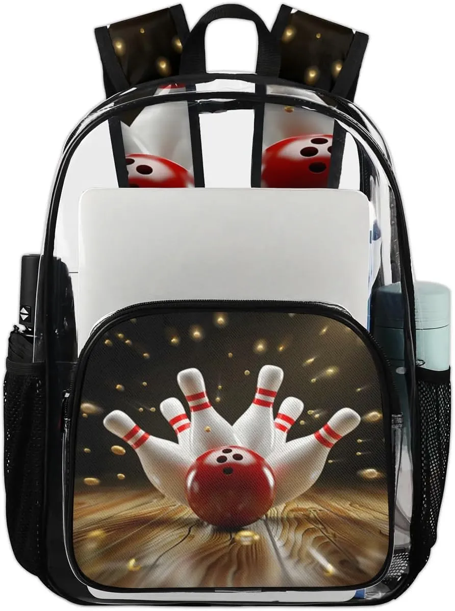Modern Bowling Ball Large Clear Backpack Heavy Duty PVC Transparent See Through Backpacks Waterproof Clear Bag for Work Travel Sport
