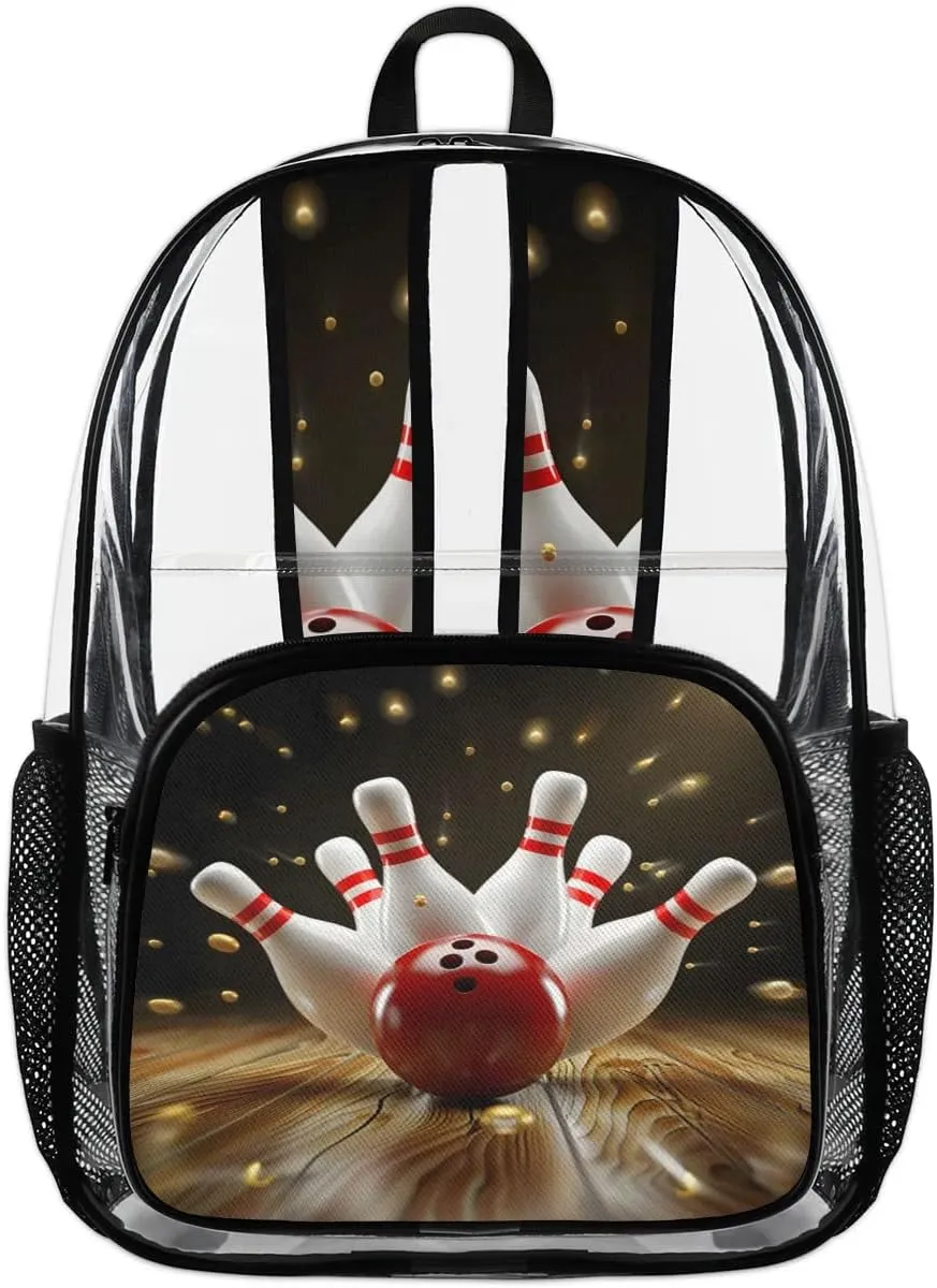 Modern Bowling Ball Large Clear Backpack Heavy Duty PVC Transparent See Through Backpacks Waterproof Clear Bag for Work Travel Sport