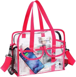 MOFASVIGI Clear Bag Stadium Approved Transparent Waterproof Clear Tote Bags for Work, Sports Games, Concerts,Travel-12 x12 x6