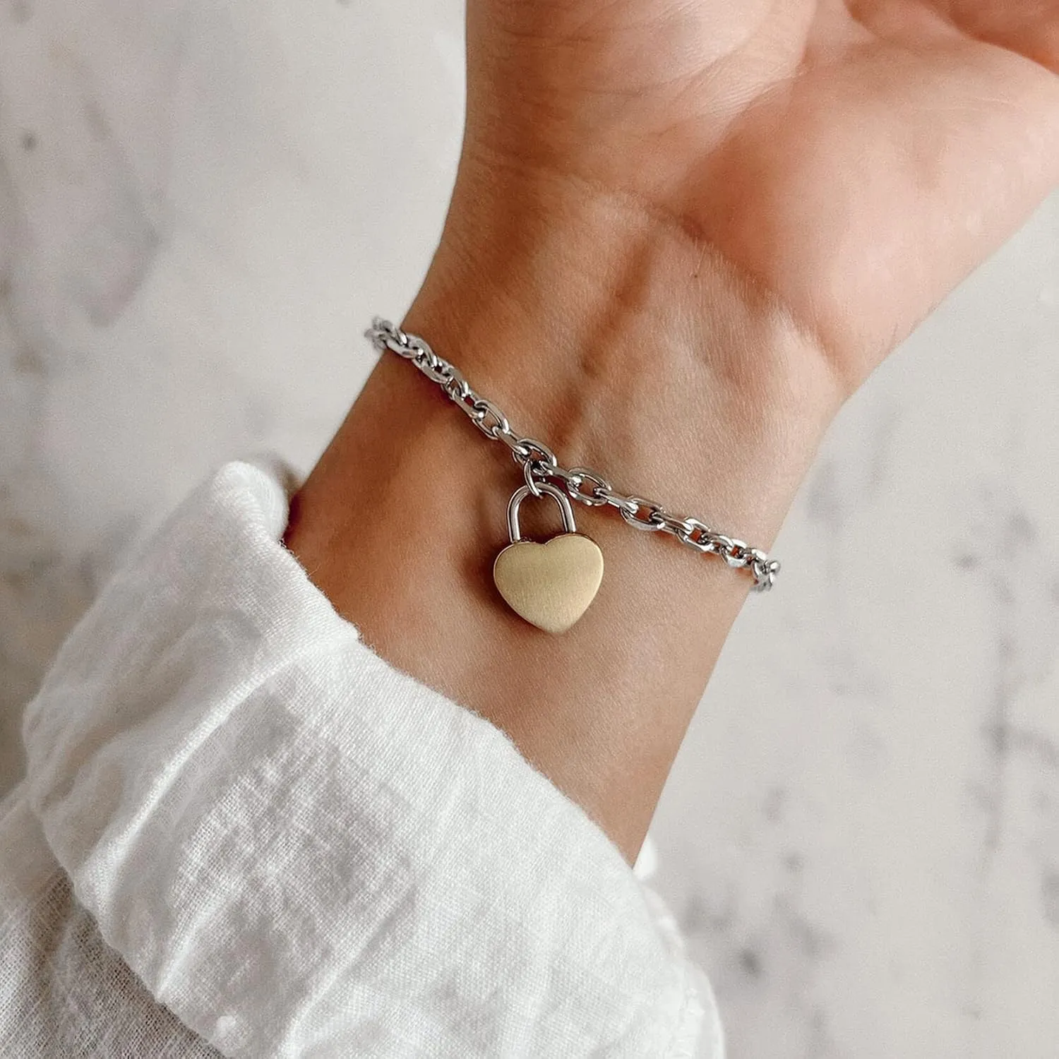 MVMT Women's Heartlock Charm Bracelet