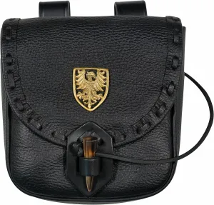 Mythrojan Viking Leather Belt Bag - Medieval & Renaissance Costume Accessories - LARP Waist Bag - Cosplay Coin Purse - Antique Vintage Coin Pouch
