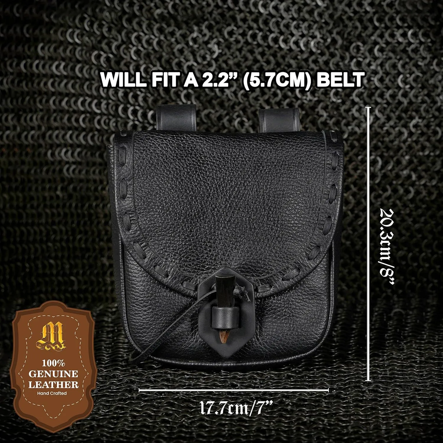 Mythrojan Viking Leather Belt Bag - Medieval & Renaissance Costume Accessories - LARP Waist Bag - Cosplay Coin Purse - Antique Vintage Coin Pouch