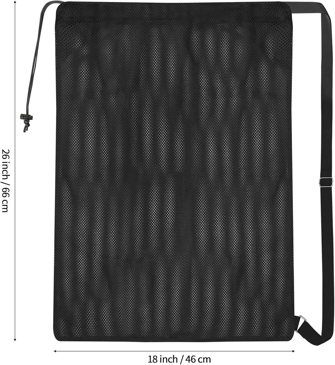 NATURAL STYLE 2 Packs Swim Bag Mesh Drawstring Backpack Oversized 18" x 26", Large Mesh Drawstring Backpack for Beach, Swimming, Gym, and Workout Gear (Black)