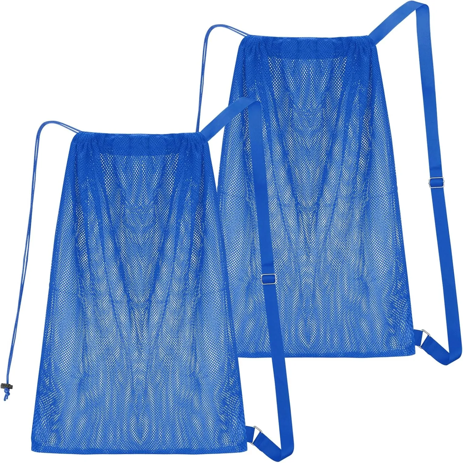 NATURAL STYLE 2 Packs Swim Bag Mesh Drawstring Backpack Oversized 18" x 26", Large Mesh Drawstring Backpack for Beach, Swimming, Gym, and Workout Gear (Blue)