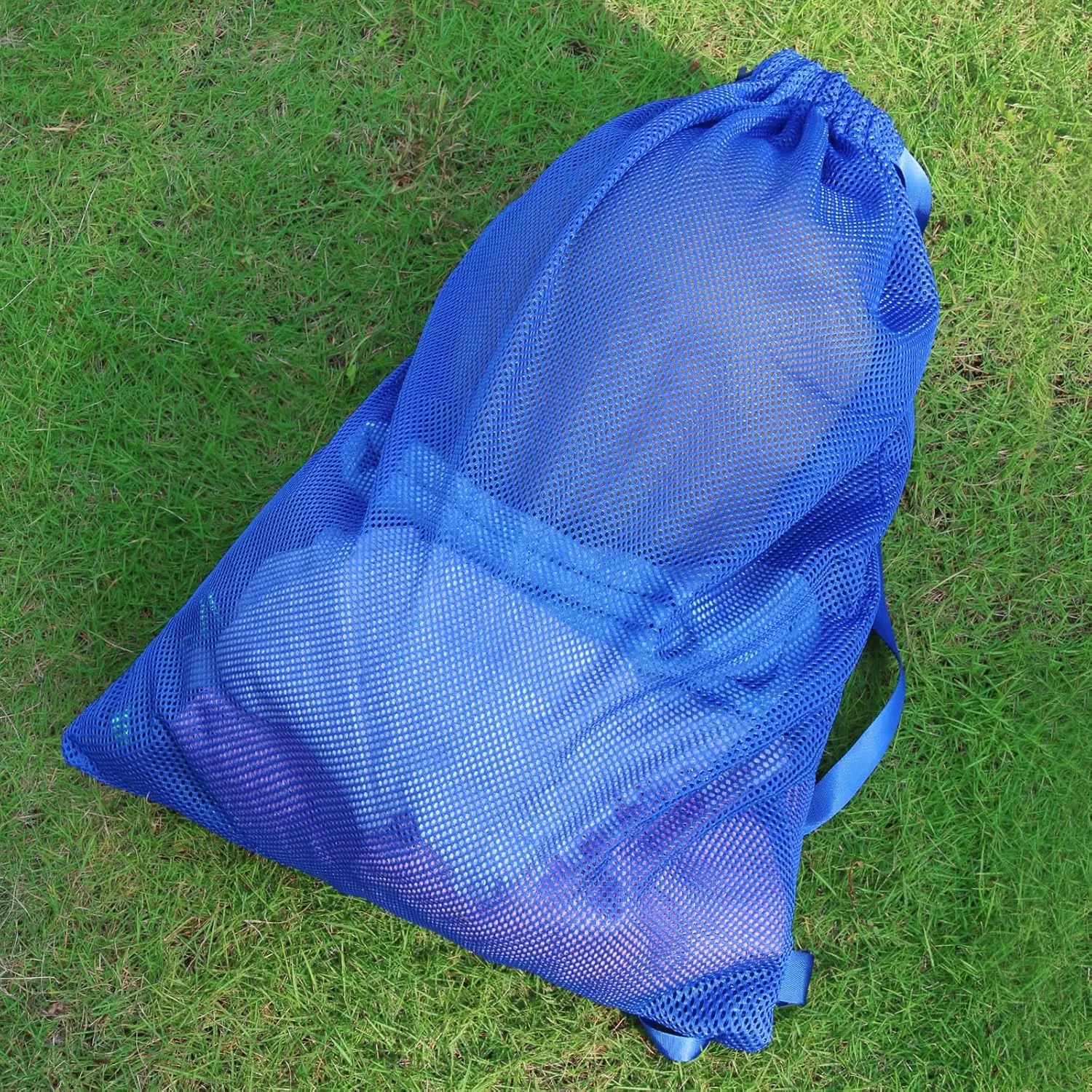 NATURAL STYLE 2 Packs Swim Bag Mesh Drawstring Backpack Oversized 18" x 26", Large Mesh Drawstring Backpack for Beach, Swimming, Gym, and Workout Gear (Blue)
