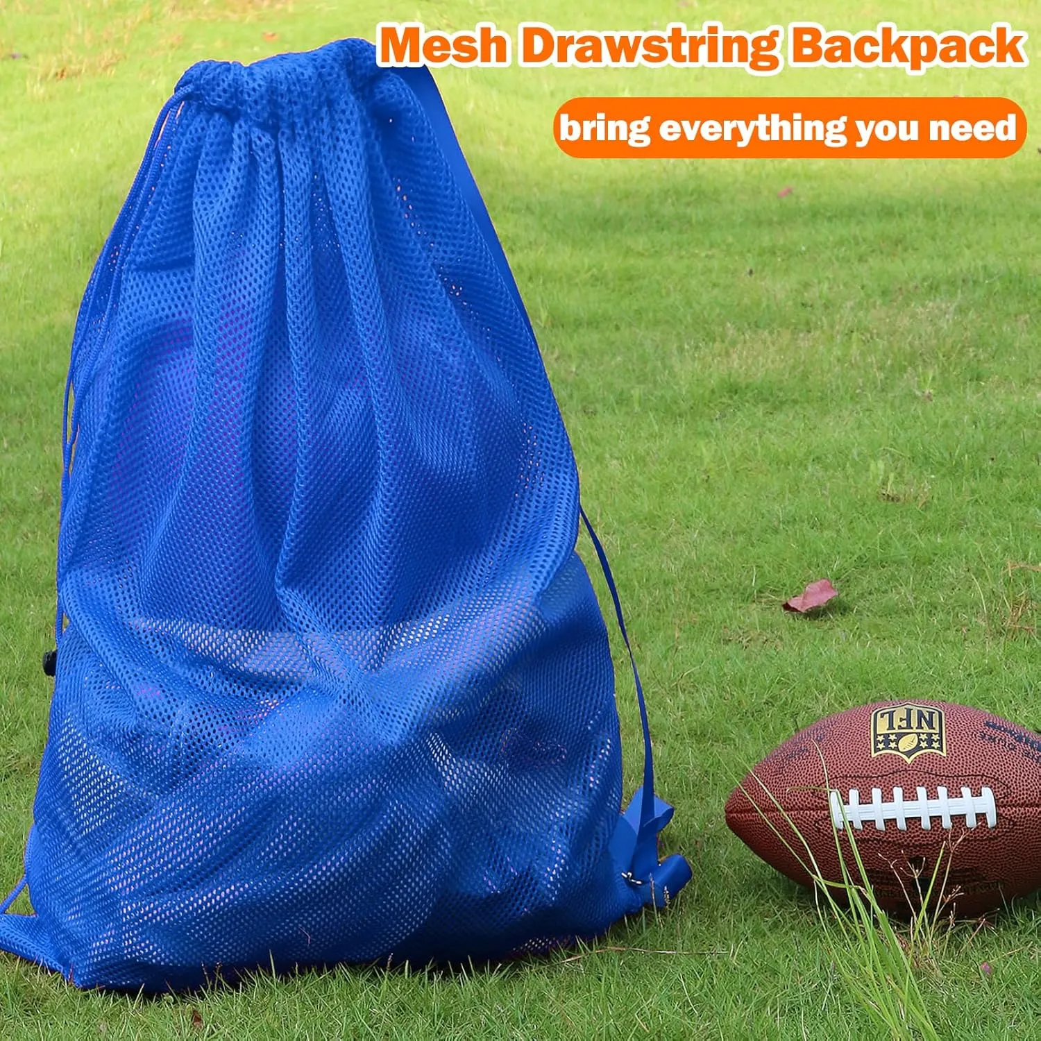 NATURAL STYLE 2 Packs Swim Bag Mesh Drawstring Backpack Oversized 18" x 26", Large Mesh Drawstring Backpack for Beach, Swimming, Gym, and Workout Gear (Blue)