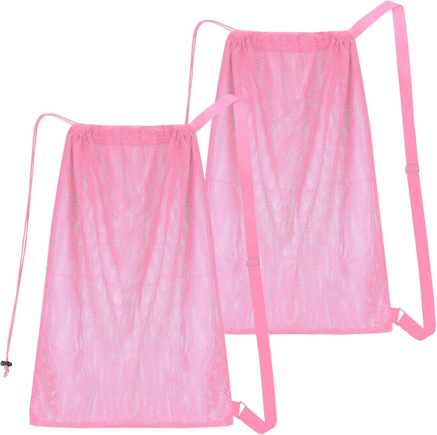 NATURAL STYLE 2 Packs Swim Bag Mesh Drawstring Backpack Oversized 18" x 26", Large Mesh Drawstring Backpack for Beach, Swimming, Gym, and Workout Gear (Pink)