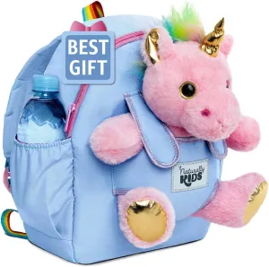 Naturally KIDS Pink Unicorn Toys for Girls Age 4-6, Gifts for 5 Year Old Girls, Toddler Unicorn Backpack