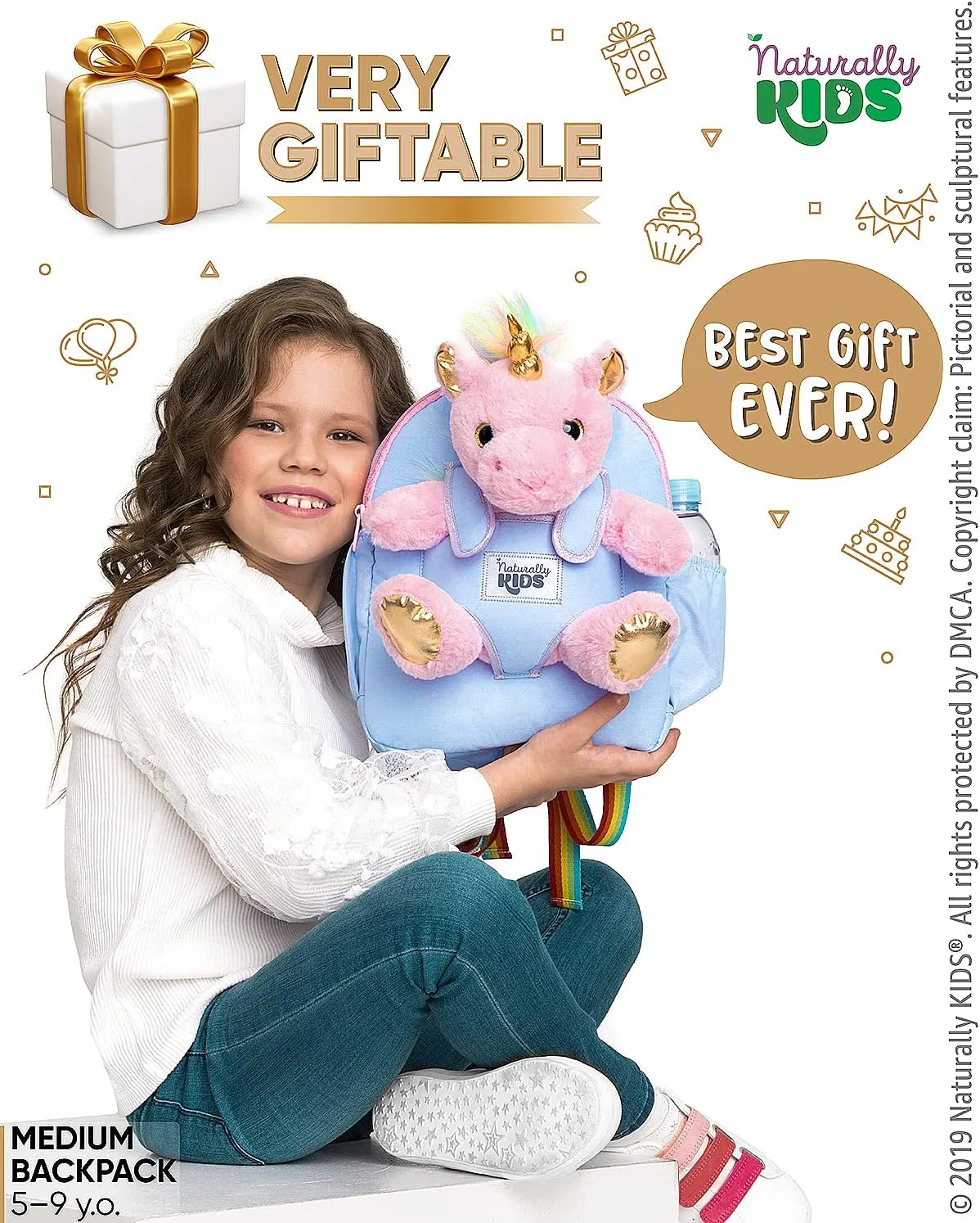 Naturally KIDS Pink Unicorn Toys for Girls Age 4-6, Gifts for 5 Year Old Girls, Toddler Unicorn Backpack