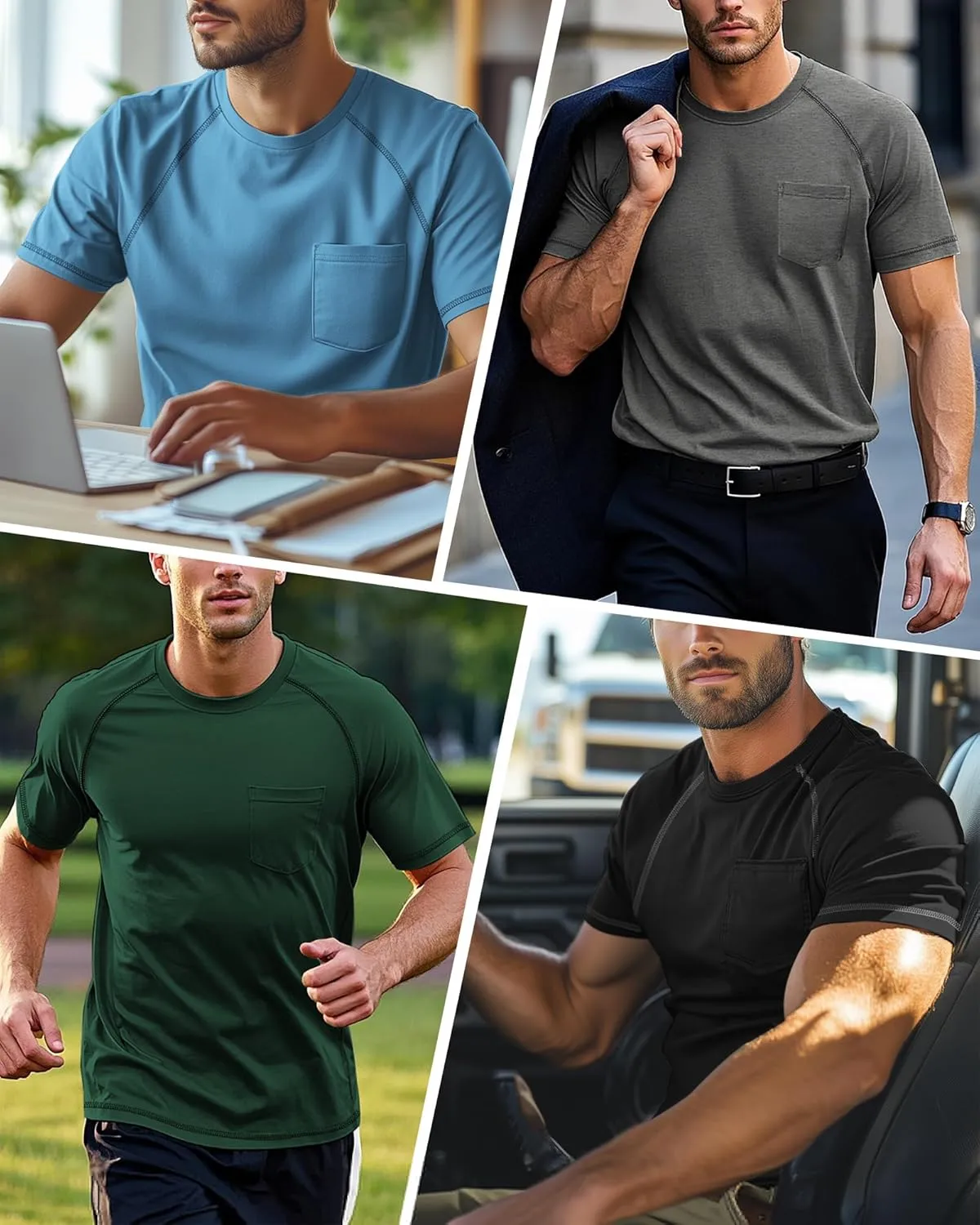 Neer 3 Pack Big and Tall Shirts for Men Plus Size Crew Neck Raglan Short Sleeve Summer T Shirts Casual Pocket Tee XL-5XL