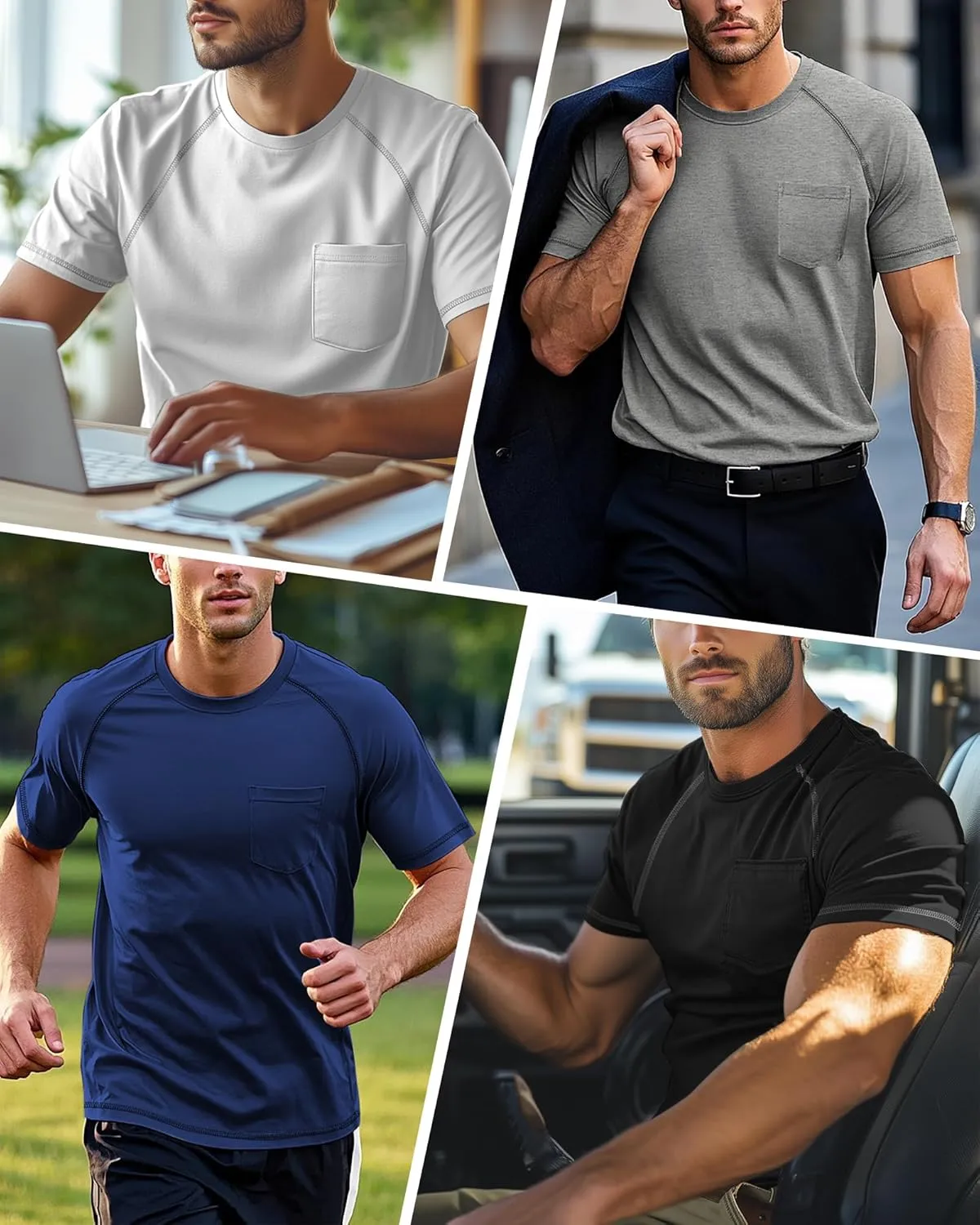Neer 3 Pack Big and Tall Shirts for Men Plus Size Crew Neck Raglan Short Sleeve Summer T Shirts Casual Pocket Tee XL-5XL