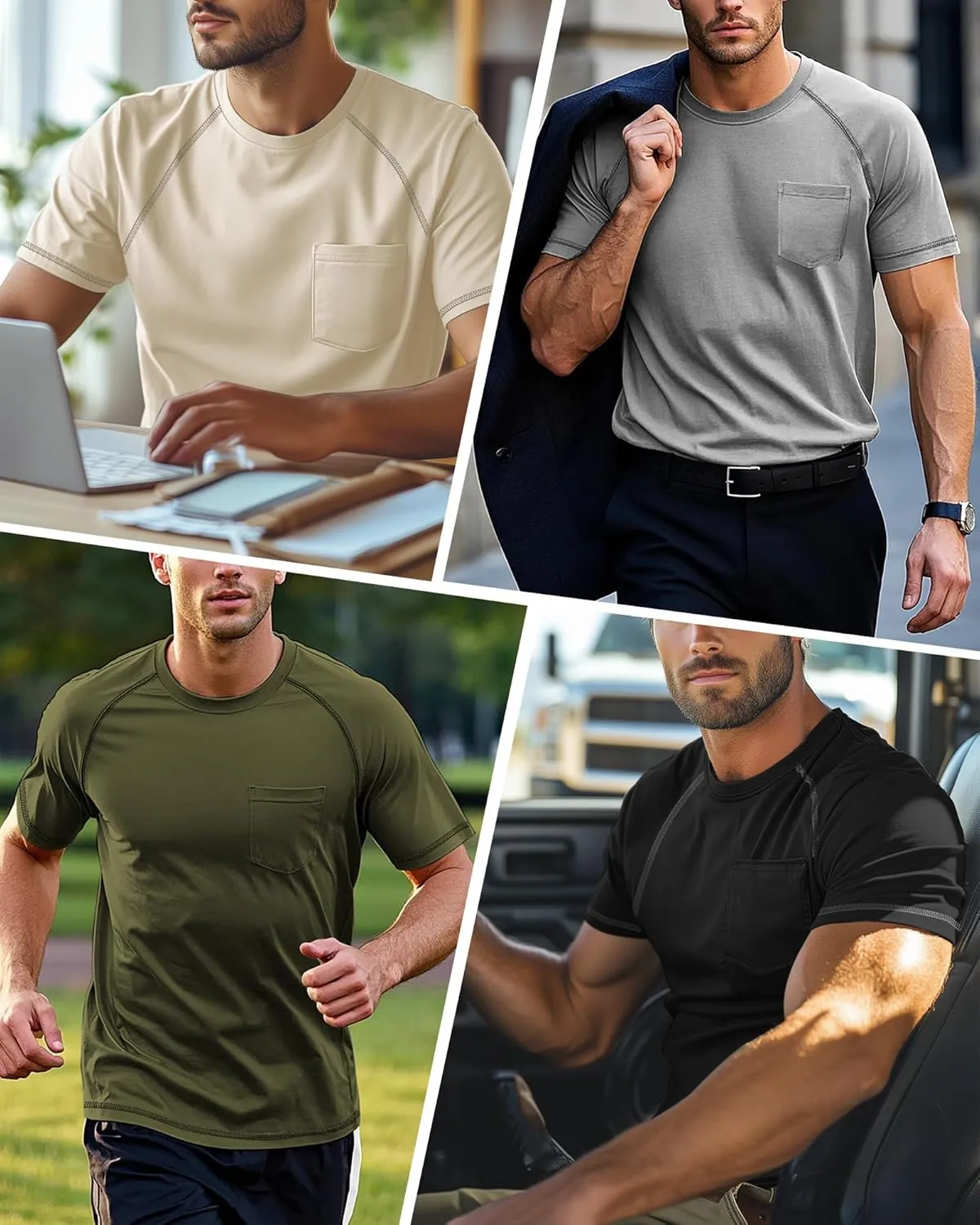 Neer 3 Pack Big and Tall Shirts for Men Plus Size Crew Neck Raglan Short Sleeve Summer T Shirts Casual Pocket Tee XL-5XL