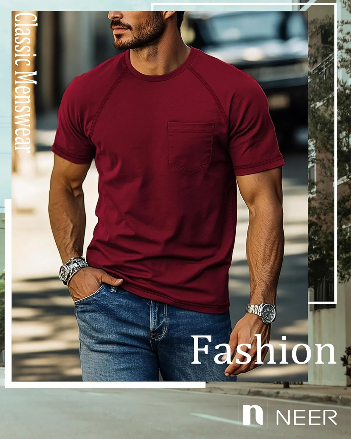 Neer 3 Pack Big and Tall Shirts for Men Plus Size Crew Neck Raglan Short Sleeve Summer T Shirts Casual Pocket Tee XL-5XL
