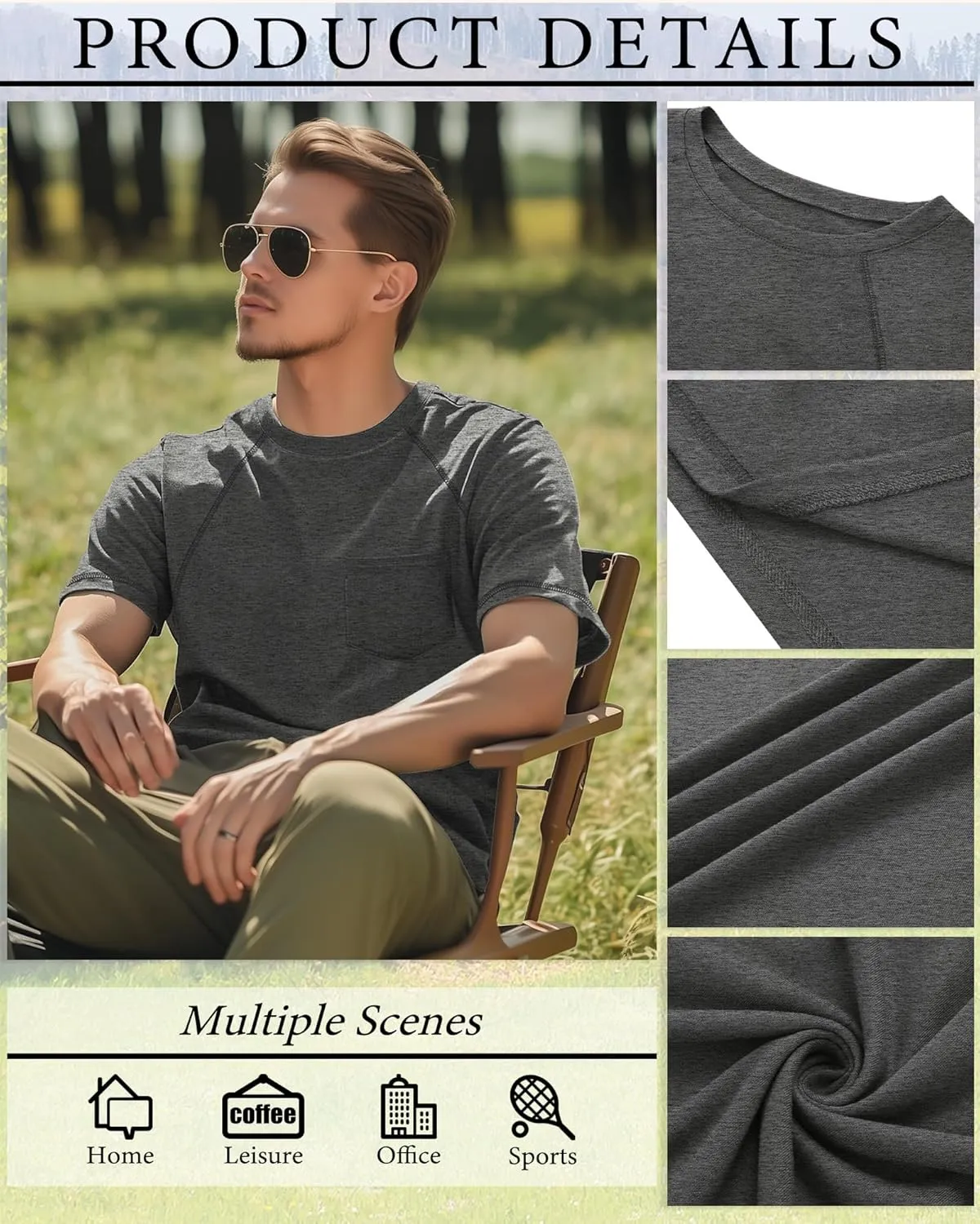 Neer 3 Pack Big and Tall Shirts for Men Plus Size Crew Neck Raglan Short Sleeve Summer T Shirts Casual Pocket Tee XL-5XL