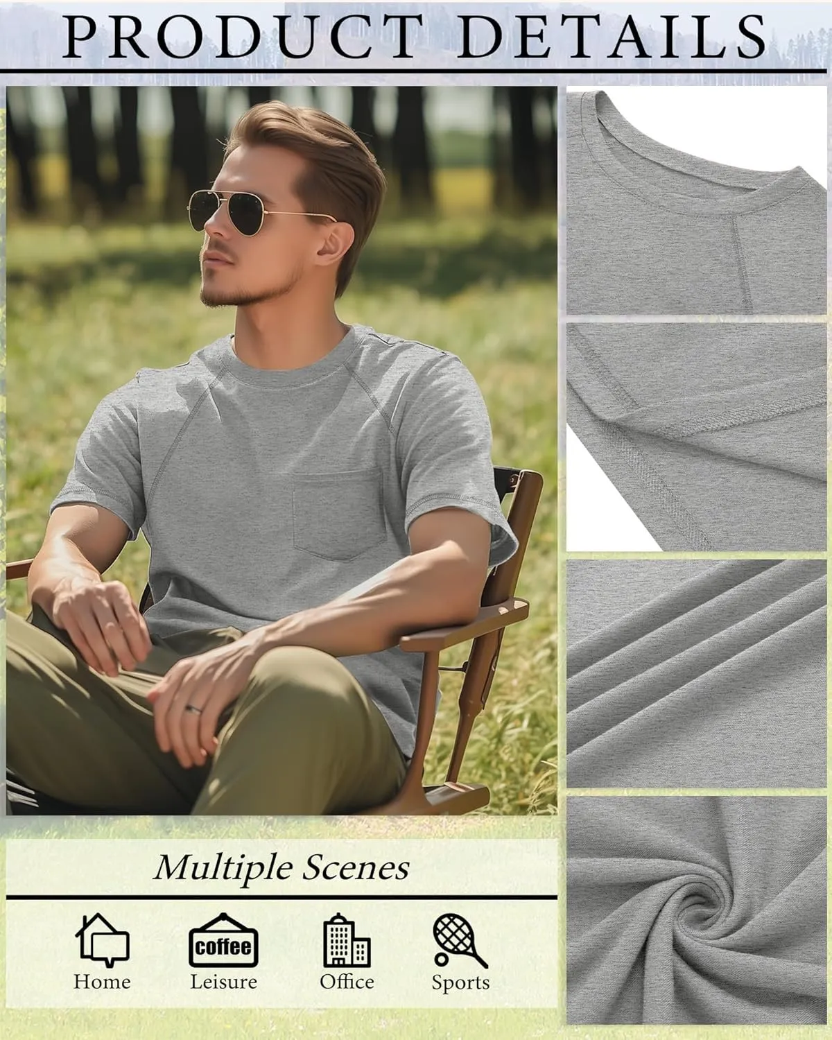 Neer 3 Pack Big and Tall Shirts for Men Plus Size Crew Neck Raglan Short Sleeve Summer T Shirts Casual Pocket Tee XL-5XL