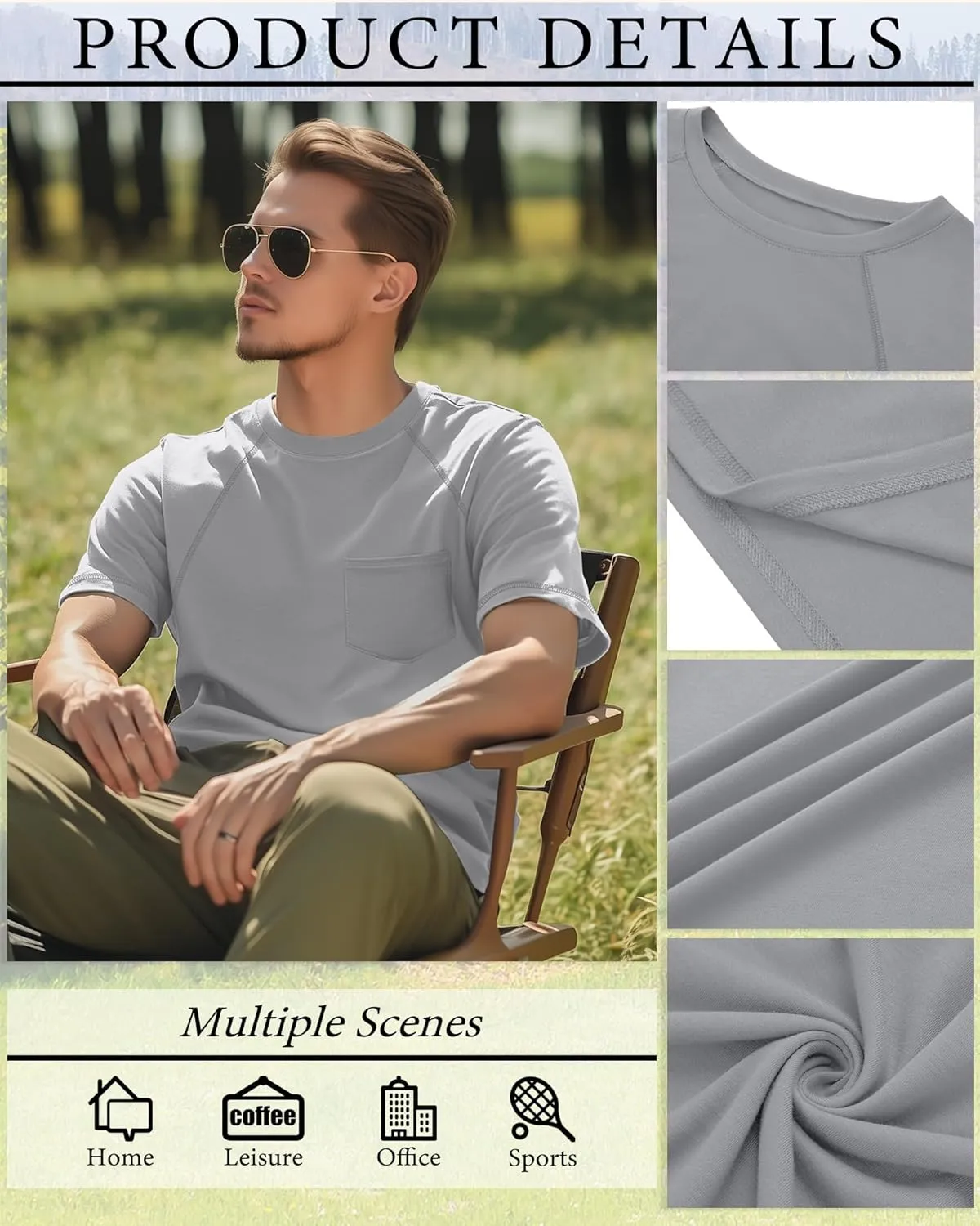 Neer 3 Pack Big and Tall Shirts for Men Plus Size Crew Neck Raglan Short Sleeve Summer T Shirts Casual Pocket Tee XL-5XL