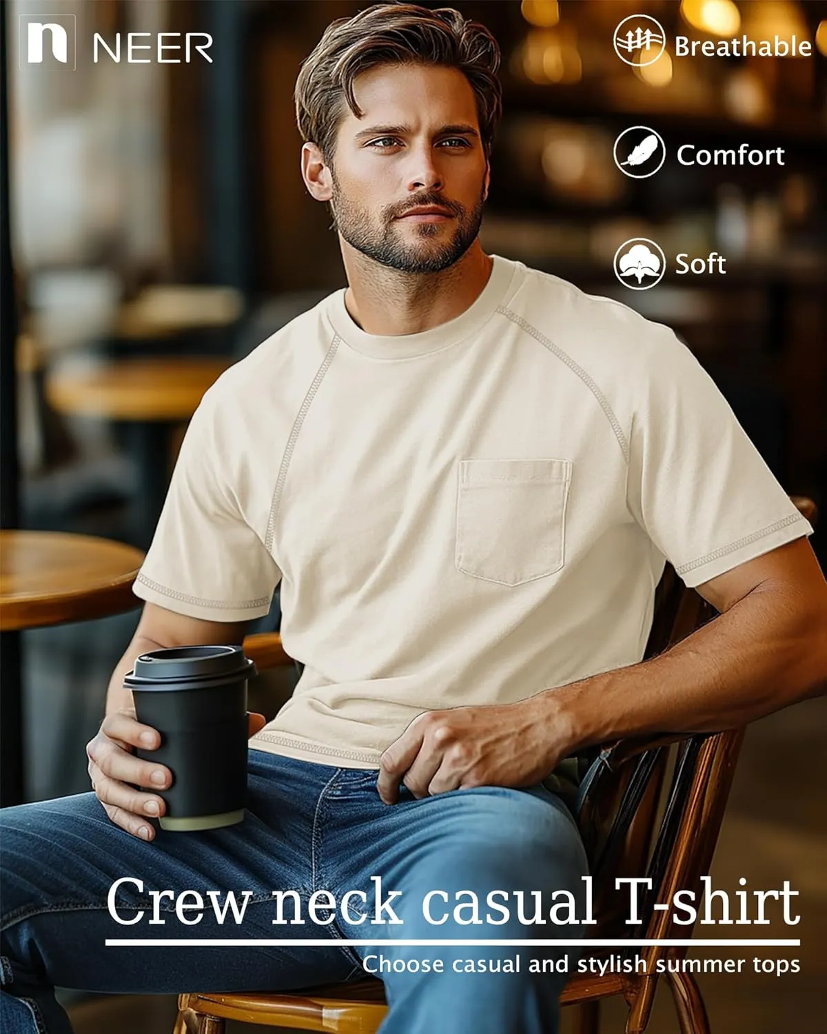 Neer 3 Pack Big and Tall Shirts for Men Plus Size Crew Neck Raglan Short Sleeve Summer T Shirts Casual Pocket Tee XL-5XL