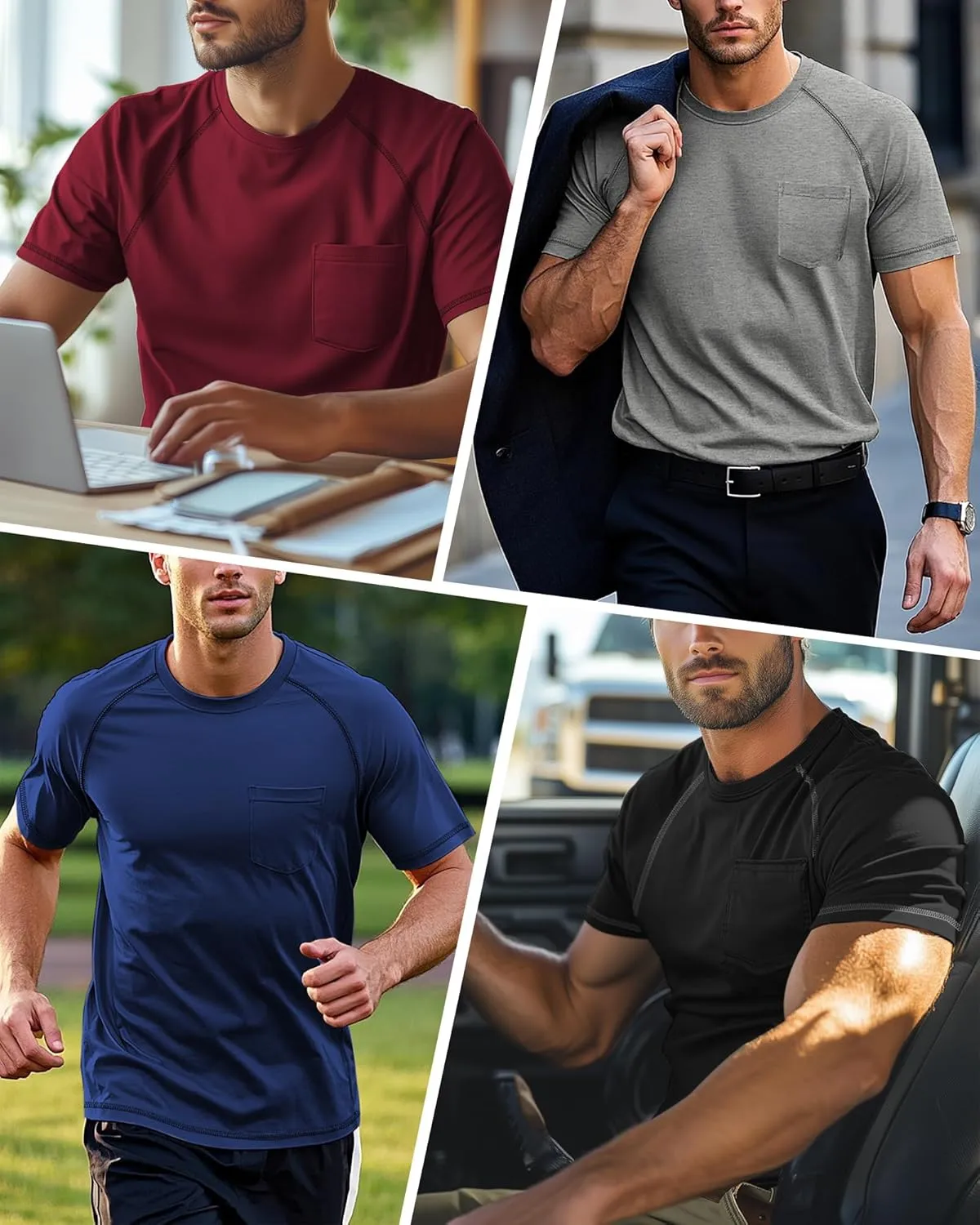 Neer 3 Pack Big and Tall Shirts for Men Plus Size Crew Neck Raglan Short Sleeve Summer T Shirts Casual Pocket Tee XL-5XL