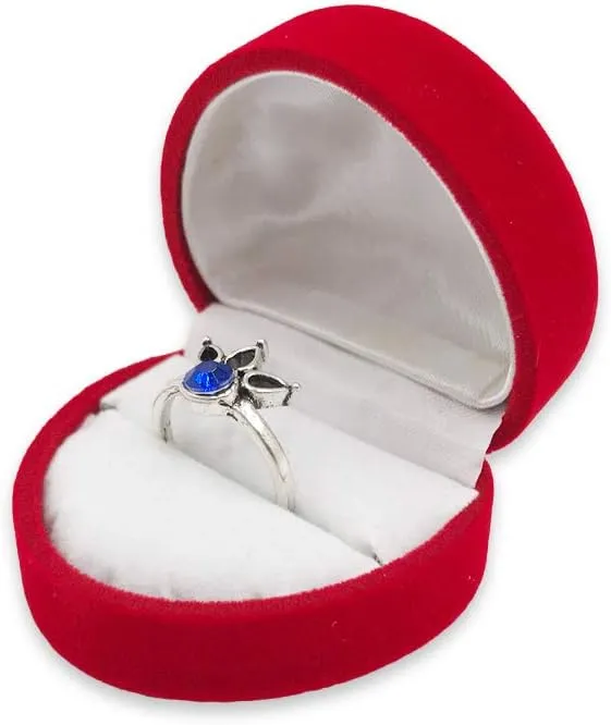 N'icePackaging 3 Qty - Premium Macaw-Red Flocked Velour Hearet-Shaped single Ring Jewelry Box
