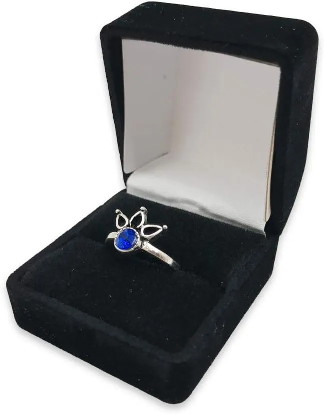 N'icePackaging 3 Qty - Premium Midnight-Black Flocked Velour Square single Ring Jewelry Box
