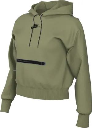 Nike Sportswear Tech Fleece Women's Over-Oversized Crop Pullover Hoodie, Alligator/Black, L REGULAR US