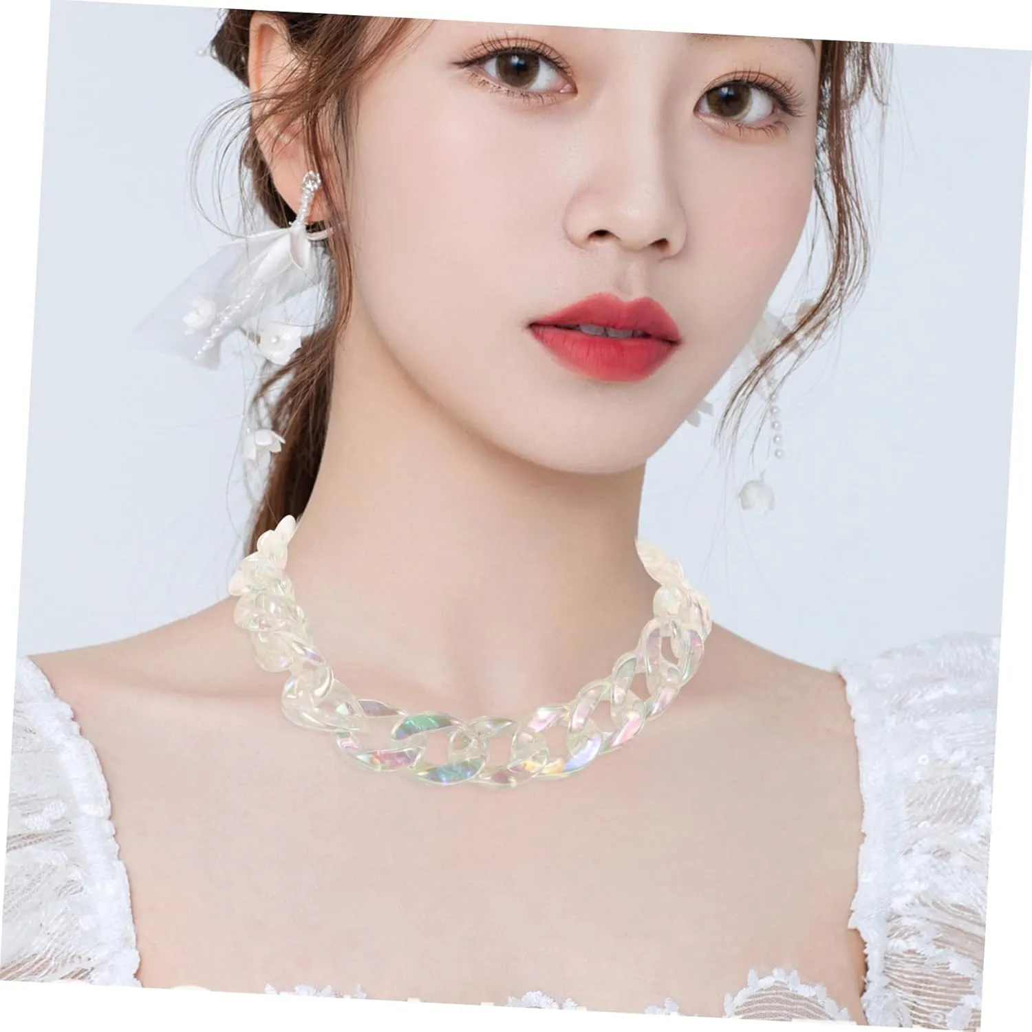 NOLITOY Exaggerated Punk Style Chain Link Necklace for Women Durable and Charm Jewelry Versatile Statement
