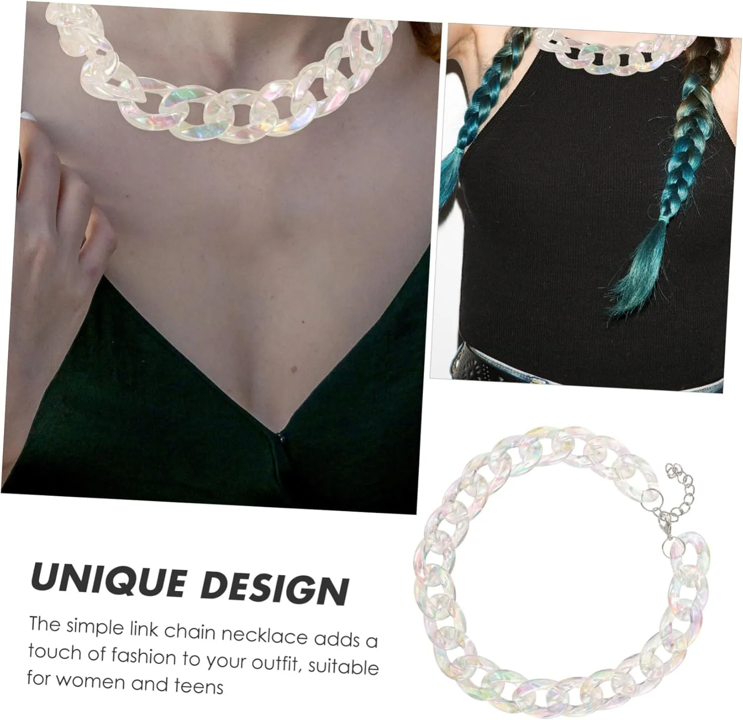 NOLITOY Exaggerated Punk Style Chain Link Necklace for Women Durable and Charm Jewelry Versatile Statement