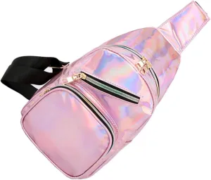 NOLITOY Sports Waist Bag Beach Shell Bag Cross Body Bag Shiny Waist Bags Belt Bag Pink