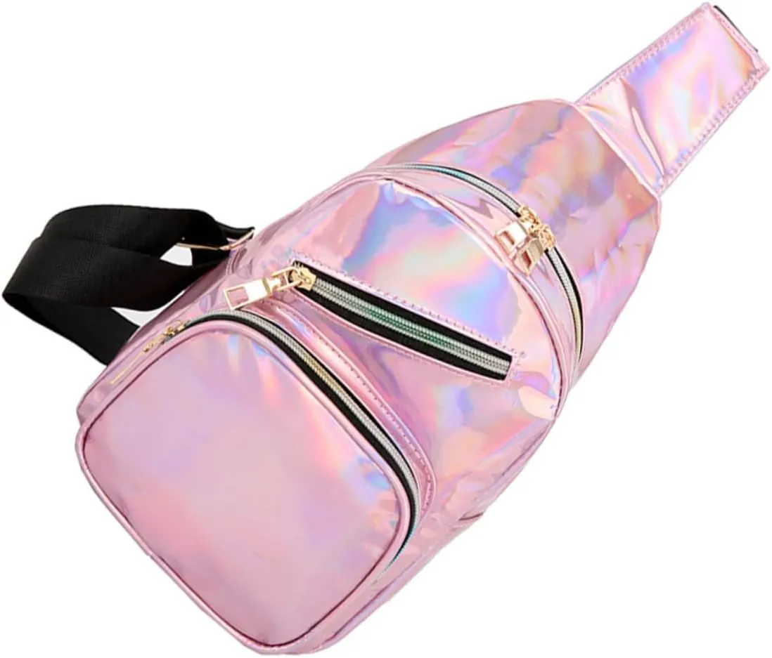 NOLITOY Sports Waist Bag Beach Shell Bag Cross Body Bag Shiny Waist Bags Belt Bag Pink