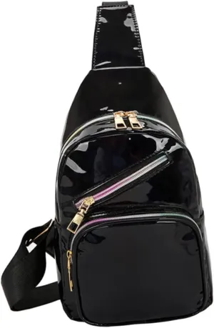 NOLITOY Sports Waist Bag Women Beach Gym Travel Bags Glitter Belt Bag Black