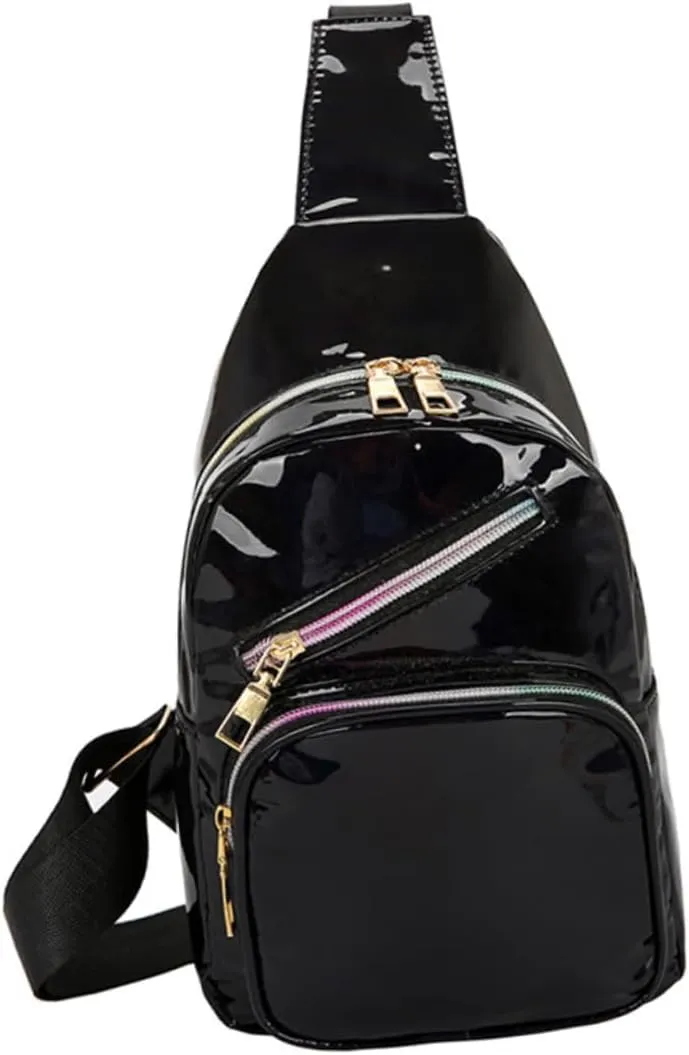 NOLITOY Sports Waist Bag Women Beach Gym Travel Bags Glitter Belt Bag Black